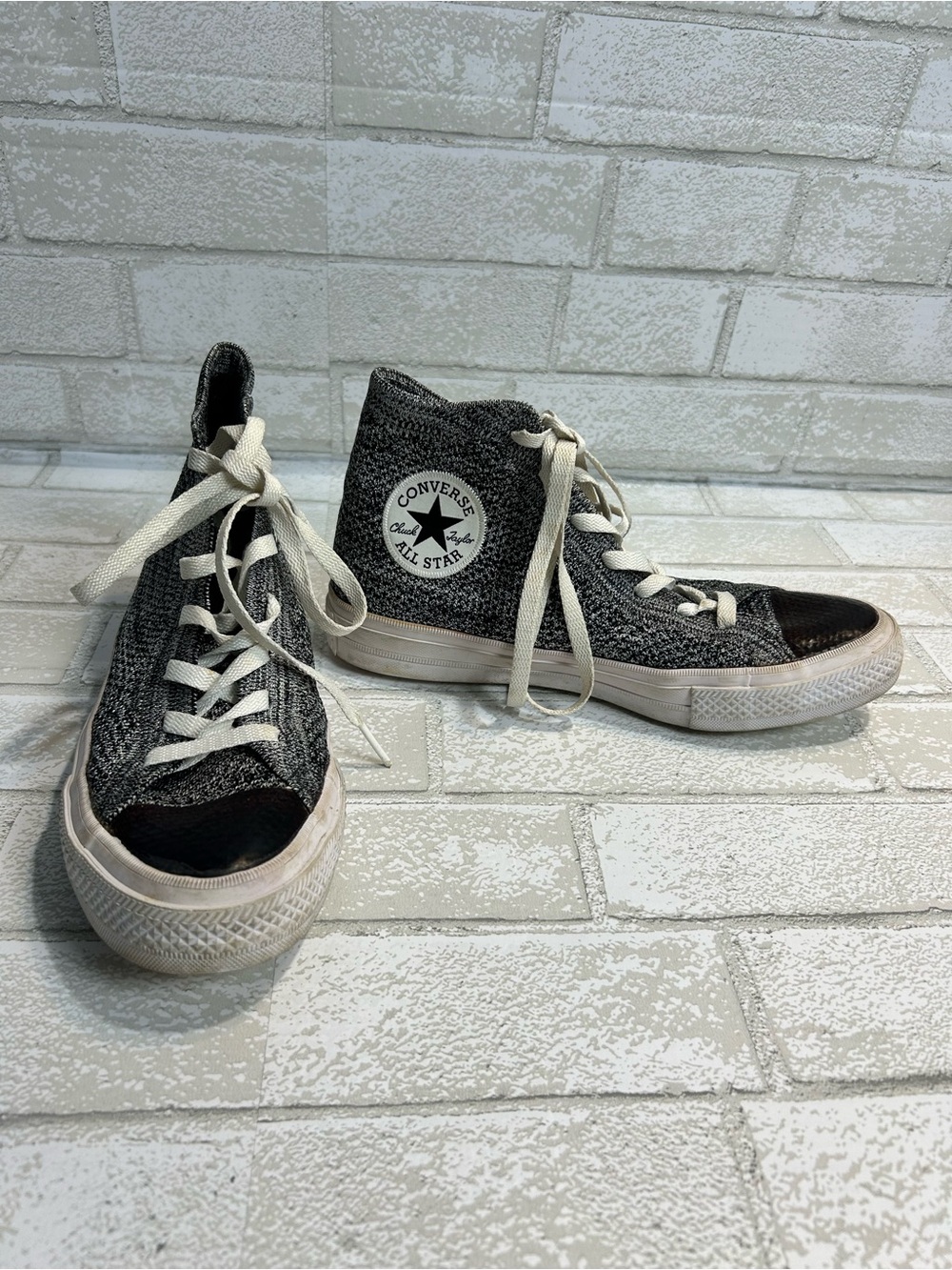 Converse Chuck Taylor x Nike Flyknit Black/White High-Top Sneakers Mens 6